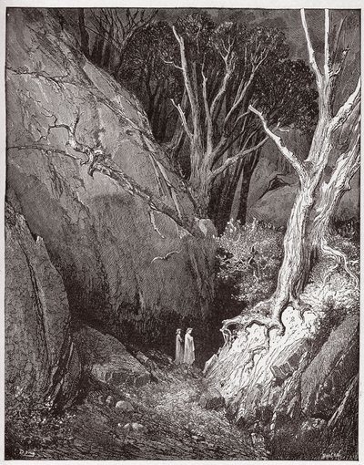 Die Göttliche Komödie (La Divina Commedia), Inferno, Gesang 1: Virgil und Dante beginnen ihre Reise - von Dante Alighieri (1265-1321) - Illustration von Gustave Doré (1832-1883) von Gustave Dore