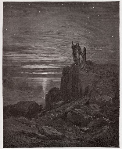 Die Göttliche Komödie, Inferno, Gesang 34: Die Dichter entkommen der Hölle - von Dante Alighieri (1265-1321) - Illustration von Gustave Doré (1832-1883) von Gustave Dore