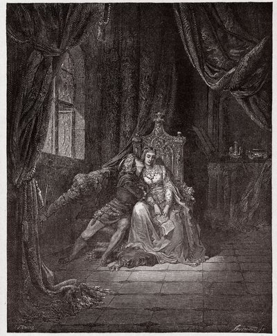 Die Göttliche Komödie (La Divina Commedia), Inferno, Gesang 5: Paolo und Francesca - von Dante Alighieri (1265-1321) - Illustration von Gustave Doré (1832-1883) von Gustave Dore