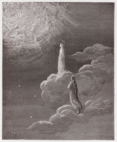 Die Göttliche Komödie (La Divina Commedia), Paradiso, Gesang 14: Dante und Beatrice werden in die Sphäre des Mars versetzt - von Dante Alighieri (1265-1321) - Illustration von Gustave Doré (1832-1883) von Gustave Dore