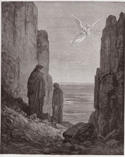 Die Göttliche Komödie (La Divina Commedia), Purgatorio, Gesang 19: Die Dichter steigen in den fünften Kreis auf - von Dante Alighieri (1265-1321) - Illustration von Gustave Doré (1832-1883) von Gustave Dore