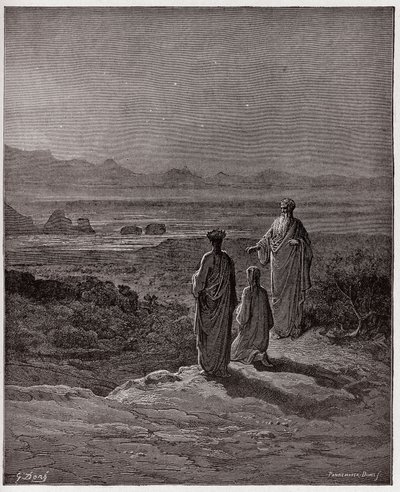 Die Göttliche Komödie, Purgatorio, Gesang 1: Dante kniet vor Statius - von Dante Alighieri (1265-1321) - Illustration von Gustave Doré (1832-1883) von Gustave Dore