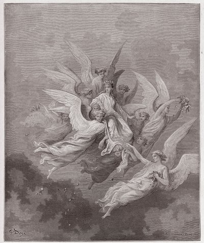 Die Göttliche Komödie, Purgatorio, Gesang 30: Beatrice unter den Engeln - von Dante Alighieri (1265-1321) - Illustration von Gustave Doré (1832-1883) von Gustave Dore