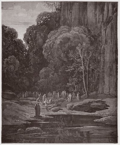 Die Göttliche Komödie, Purgatorio, Gesang 5: Die späten Büßer singen das Miserere - von Dante Alighieri (1265-1321) - Illustration von Gustave Doré (1832-1883) von Gustave Dore