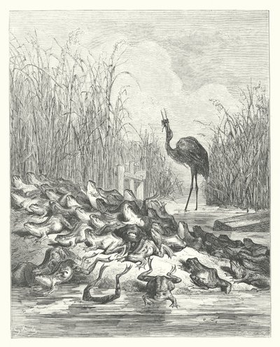 Die Fabeln von La Fontaine: Die Frösche, die einen König verlangten von Gustave Dore