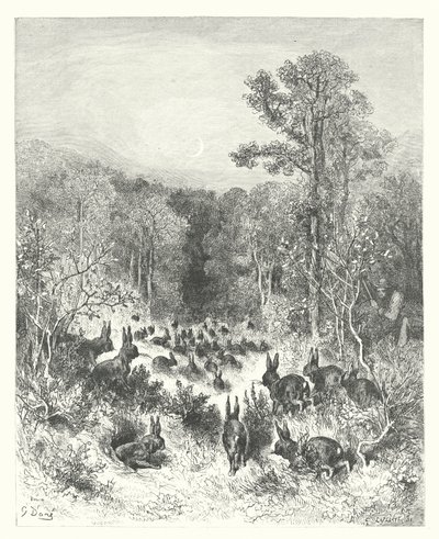 Die Fabeln von La Fontaine: Die Kaninchen von Gustave Dore
