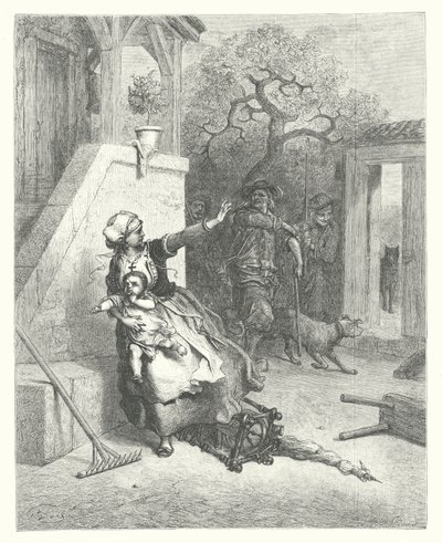 Die Fabeln von La Fontaine: Der Wolf, die Mutter und das Kind von Gustave Dore
