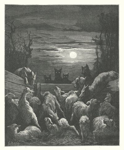 Die Fabeln von La Fontaine: Die Wölfe und die Schafe von Gustave Dore