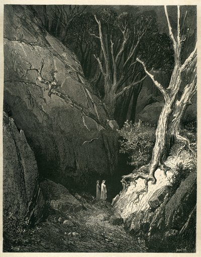 Die Hölle von Dante Alighieri (Die Göttliche Komödie) illustriert von Gustave Doré. Französische Ausgabe von 1861. „Dann bewegte er sich, und ich folgte ihm“ von Gustave Dore