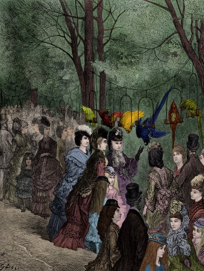Der Papageienweg im viktorianischen Londoner Zoo von Gustave Dore