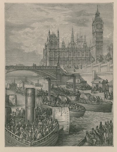 Westminster-Treppen - Dampfer verlassen von Gustave Dore
