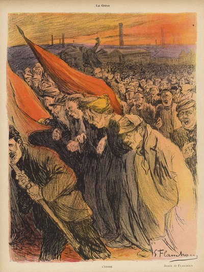 Industriestreik: Der Exodus, ca. 1902 von Gustave Flasschoen