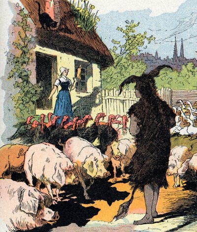 Handmaid Eselshaut. Illustration von Gustave Fraipont für „Eselshaut“, Märchen von Charles Perrault von Gustave Fraipont