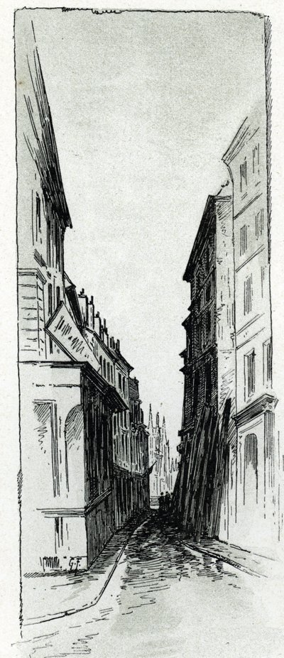 Ansicht des Hotels Colbert in der Nähe des Maubert-Platzes in Paris von Gustave Fraipont