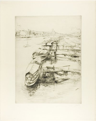 Lastkähne in Auteuil von Gustave Leheutre