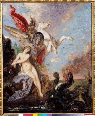 Andromede an einen Felsen gekettet wird von Perseus befreit Gemälde von Gustave Moreau (1826-1898) von Gustave Moreau