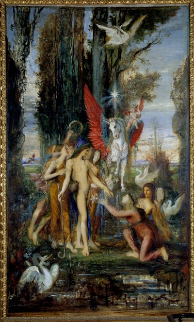 Der griechische Dichter Hesiod (8. Jahrhundert v. Chr.) und die Musen. Gemälde von Gustave Moreau (1826-1898) 19. Jahrhundert. Paris, Musée Gustave Moreau von Gustave Moreau
