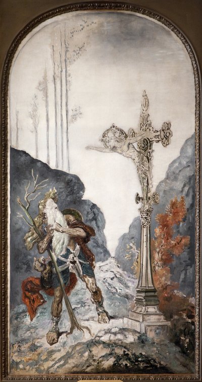 Der ewige Jude, überrascht vom Kalvarienberg, der ihn ruft von Gustave Moreau
