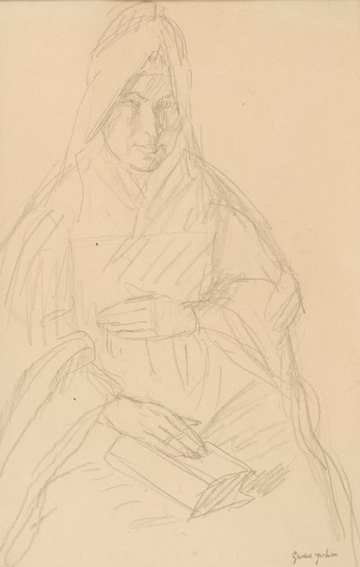Studie für Mere Poussepin am Tisch sitzend, ca. 1915 von Gwen John