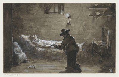 Mann kniet am Bett einer Frau von H.C. Louwerse (signed by artist)