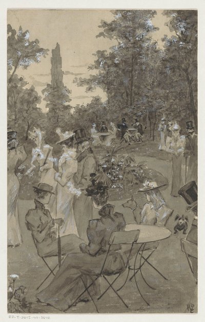 Erholende Menschen in einem Park von H.C. Louwerse (signed by artist)