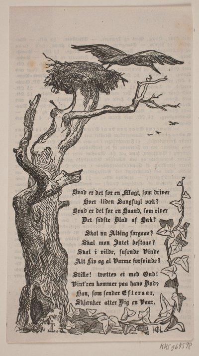 Rahmen mit Storchennest in Eiche von H. C. Henneberg