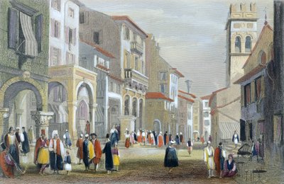 Die königliche Straße, Korfu (farbige Gravur) von H. E. Allen