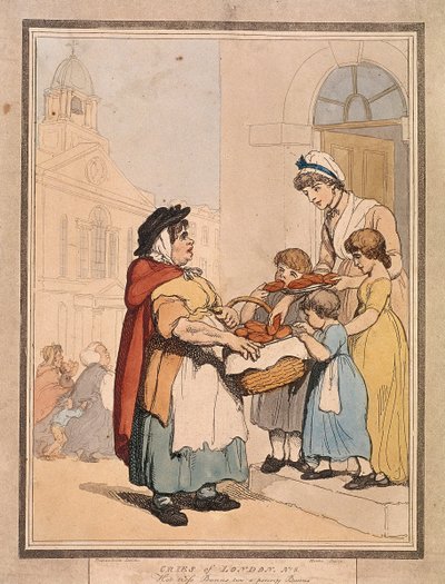 Hot cross Bunns two a penny Bunns, Platte VIII von Cries of London, 1799 von H Merke