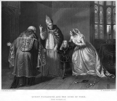 Königin Elisabeth und der Herzog von York, König Richard III., 19. Jahrhundert von H. Robinson