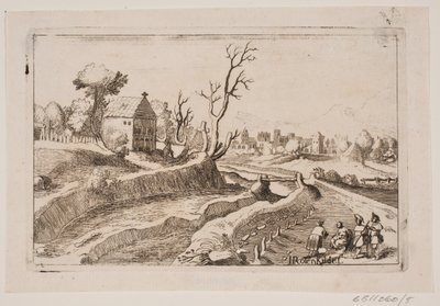 Landschaft mit Kapelle mit einem kleinen Kreuz auf dem Giebel von H. Rosenkilde