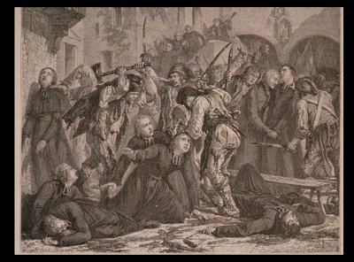 Das Massaker an den Priestern im September 1792, graviert von Charles Maurand von H. de la Charlerie