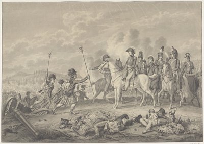 Herzog von Wellington empfängt während der Schlacht bei Waterloo zwei von den Franzosen eroberte Standarten mit Adlern, 1815 von Haatje Pieters Oosterhuis