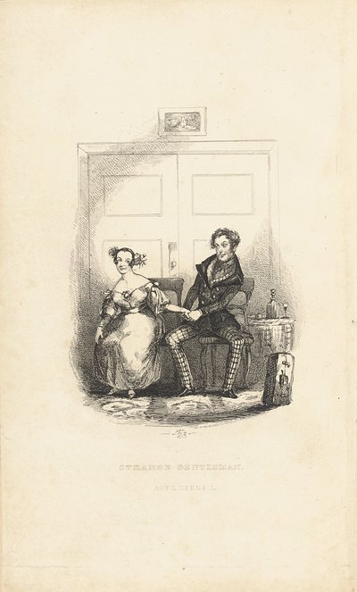Frontispiz zu The Strange Gentleman: A Comic Burletta, von Charles Dickens von Hablot Knight Browne