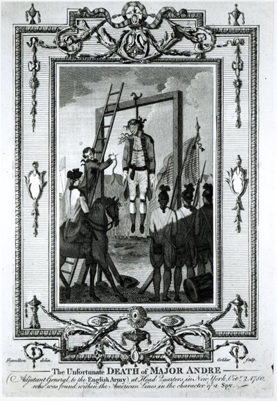 Der unglückliche Tod von Major Andre, Adjutant General der englischen Armee, im Hauptquartier in New York, 2. Oktober 1780, gestochen von John Goldar (1729-1795) von Hamilton