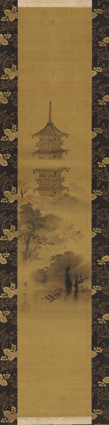 Eine Pagode, Edo-Periode, Mitte 17. bis Anfang 18. Jahrhundert von Hanabusa Itcho