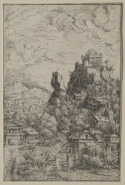 Landschaft mit einem Schloss, 1553 von Hanns Sebald Lautensack