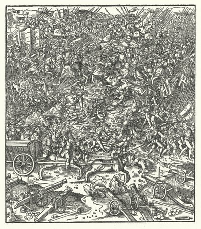 Schlacht von Guinegate, Frankreich, 7. August 1479 (Gravur) von Hans (after) Burgkmair