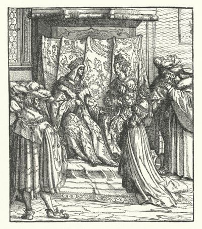 Eleonore von Portugal erhält den Heiratsantrag von Friedrich von Österreich, König der Römer (Gravur) von Hans (after) Burgkmair
