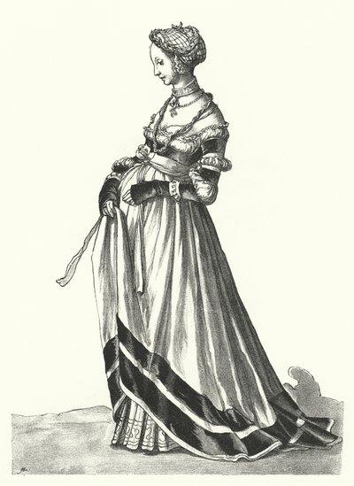 Kostüm einer Frau aus Basel (Gravur) von Hans (after) Holbein the Younger