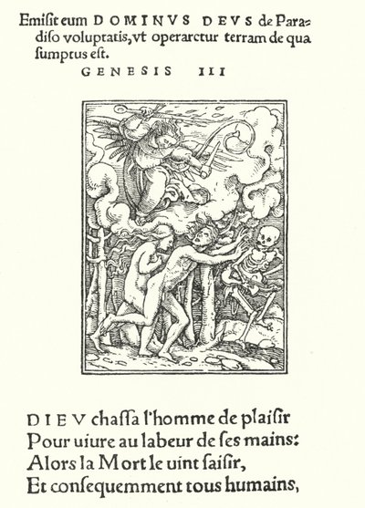 Die Vertreibung aus Eden (Gravur) von Hans (after) Holbein the Younger