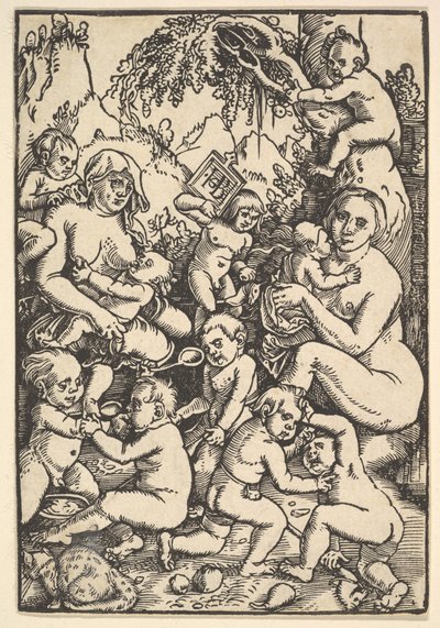 Zwei Mütter mit Kindern Die Kinderaue von Hans Baldung