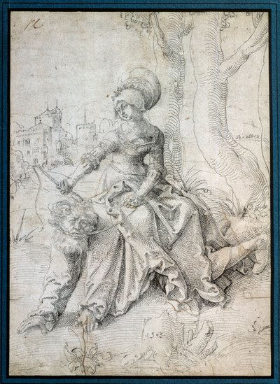 Die Frau reitet den Mann: Phyllis sitzt auf dem Rücken von Aristoteles, der auf allen Vieren geht. von Hans Baldung Grien