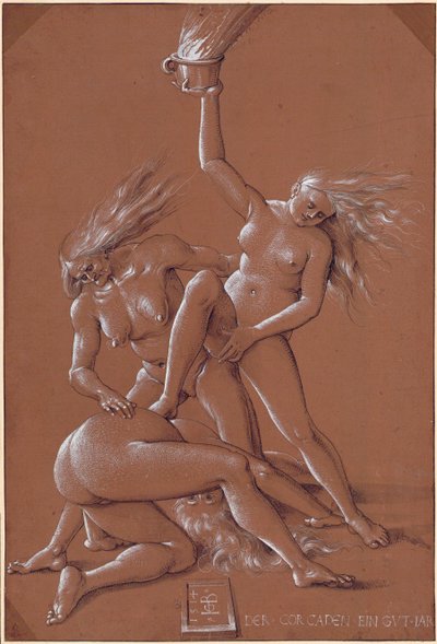 Neujahrsgruß mit drei Hexen von Hans Baldung Grien