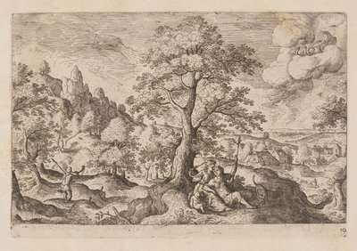 Tafel 10, aus Landschaften mit Szenen aus dem Alten und Neuen Testament und Ovids Metamorphosen von Hans Bol