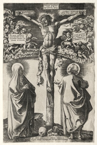 Christus am Kreuz zwischen der Jungfrau und St. Johannes von Hans Brosamer