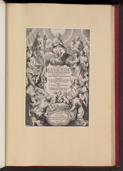 Titelseite für Pedro de Ribadineira und Heribert Rosweyde, Generale Legende der Heylighen von Hans Collaert the Younger after Sir Peter Paul Rubens
