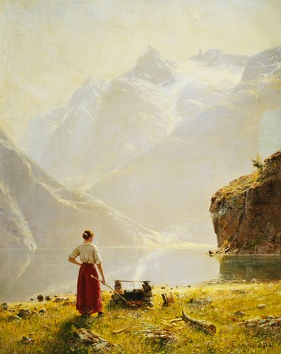 Ein Sommertag an einem norwegischen Fjord von Hans Dahl
