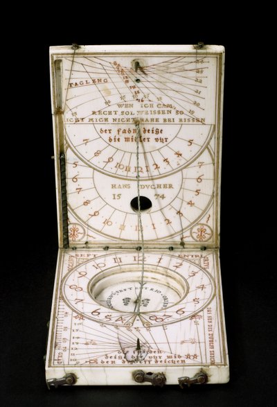 Tablet-Kompass-Sonnenuhr, Nürnberg, 1574 von Hans Ducher