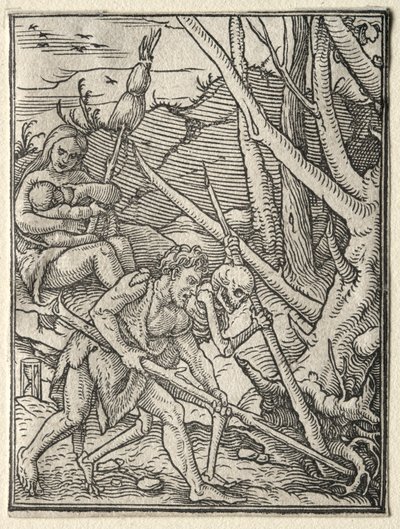 Der Totentanz: Adam pflügt die Erde von Hans Holbein