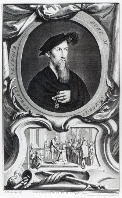 Edward Seymour, 1. Herzog von Somerset, graviert von Jacobus Houbraken, 1738 von Hans Holbein der Jüngere